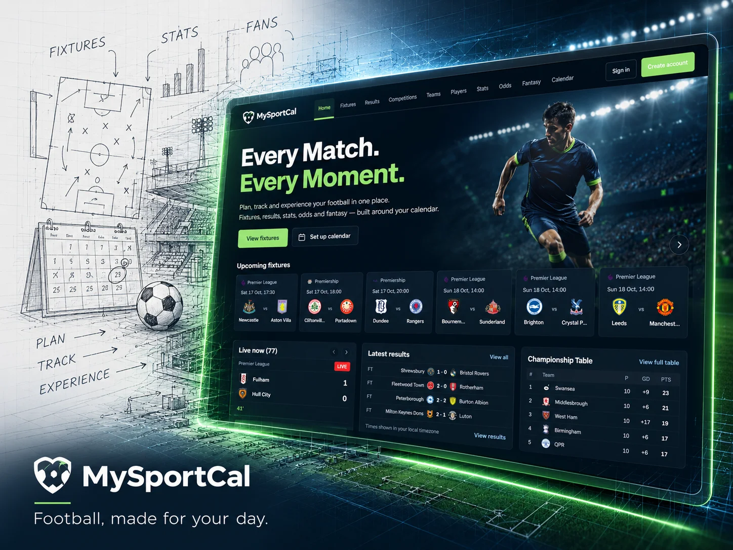 Original artwork showing the MySportCal idea taking shape